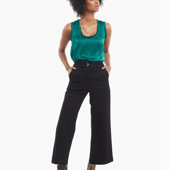 Able Pants - NEW ABLE Aarti Wide Leg Black Crop Pants Size 10